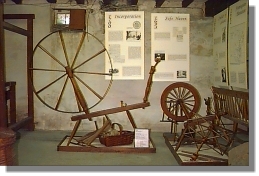 [photo] Framingham Historical Society: Spinning Wheels, Weaving Loom
