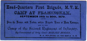 Pass, Camp Framingham, September 16th to 20th, 1879
