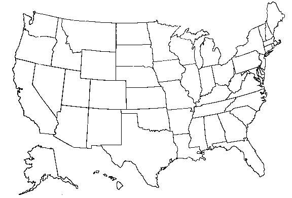 mapusabw.gif - map with outlines of all 50 United States