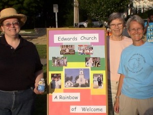 Susan Smith, Ginnie Hatch, and Pastor Debbie Clark of Edwards Church in Saxonville