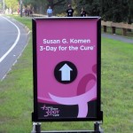 Sign on Dudley Rd. directs people to the Opening Ceremony for the 2011 Boston Susan G. Komen "3 Day for the Cure" at Farm Pond in Framingham, MA. (July 22nd, 2011)
