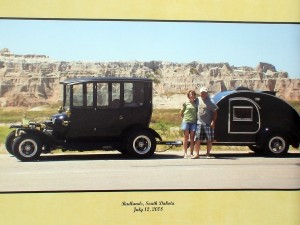 Ribby, his wife, the 1915 Center-Door Model-T and teardrop trailer in the South Dakota Badlands on 2008. Ribby, his wife, the 1915 Center-Door Model-T and teardrop trailer in the South Dakota Badlands on 2008.