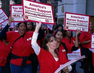 Nurses and other unions have come out in support of the occupy movements message.
