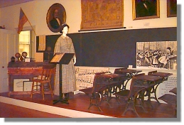 [photo] Framingham Historical Society: Life-size Colonial Schoolroom