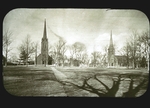 Framingham Common, view with churches in background, Framingham, Massachusetts, Framingham, MA