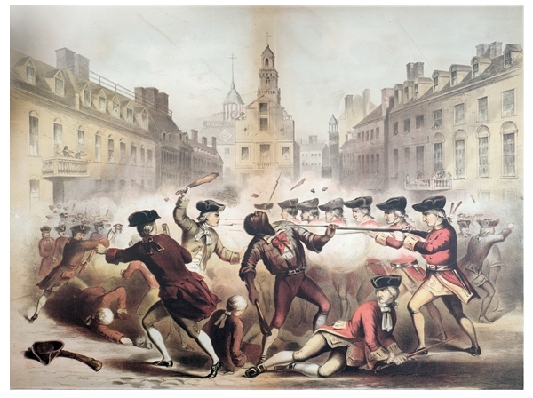 Painting: Death of Crispus Attucks at the Boston Massacre, by James Wells Champney (American artist)