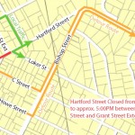 Framingham - June 2011 Hartford St / Concord St. detour map