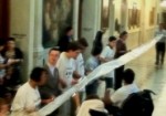 Supporters unroll 100 foot long petition for H155 Transitional Serivces bill at MA Statehouse (June 21, 2011)