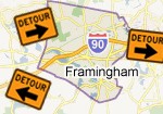 Framingham Roadwork, Traffic Detours (icon)