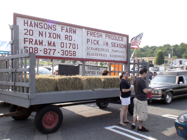 Hanson's Farm getting the Haunted Hayride ready to use as a float in the parade.