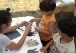 Kids Doing a Craft with Market Manager at Framingham Farmer's Market (August 4, 2011)