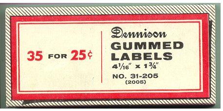 Dennison Mfg. Gummed Label box