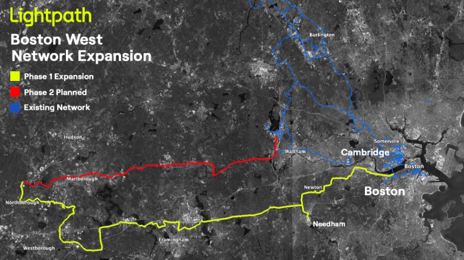 MAP: Framingham / LightPath Fibre Expansion Boston Metro West