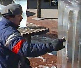 [photo] Eric Fontecchio - professional ice-sculptor, Framingham, MA 1998