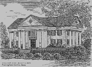 Drawing of Framingham's Village Hall